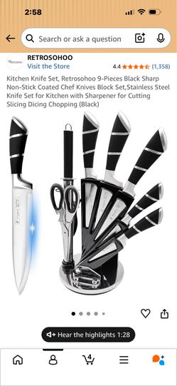Nine piece stainless steel kitchen knife set