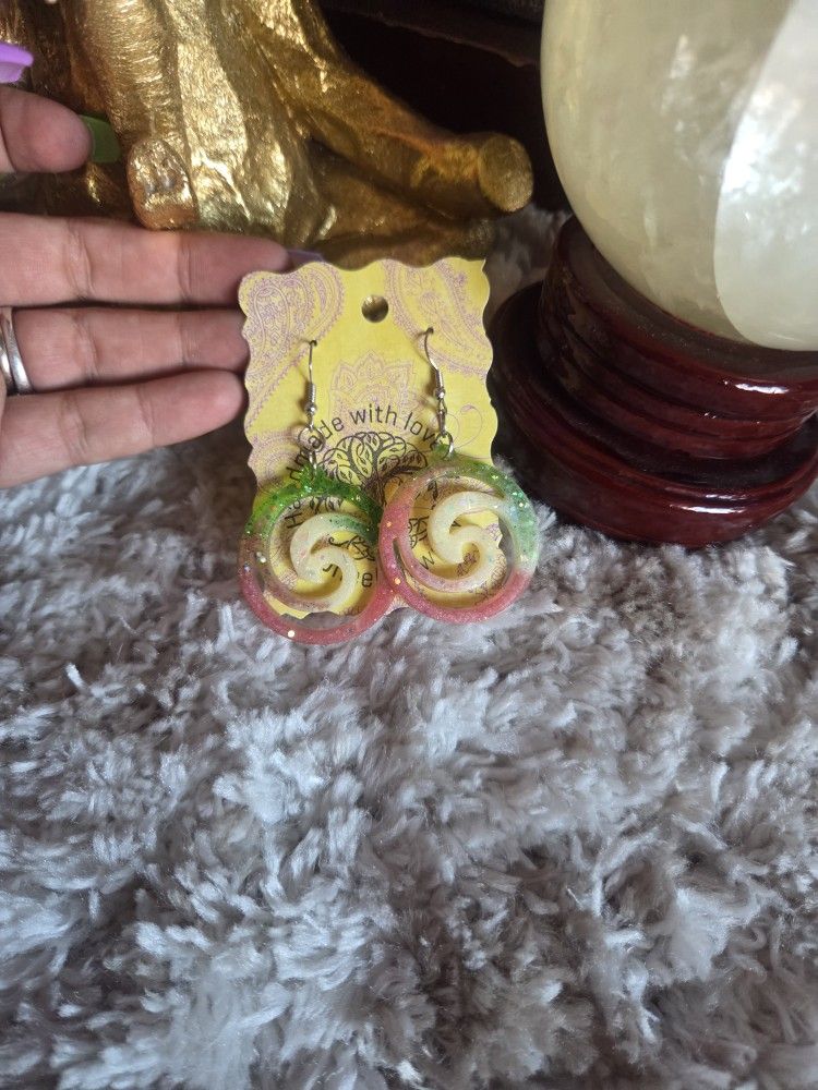Handmade kidcore swirl resin Earrings