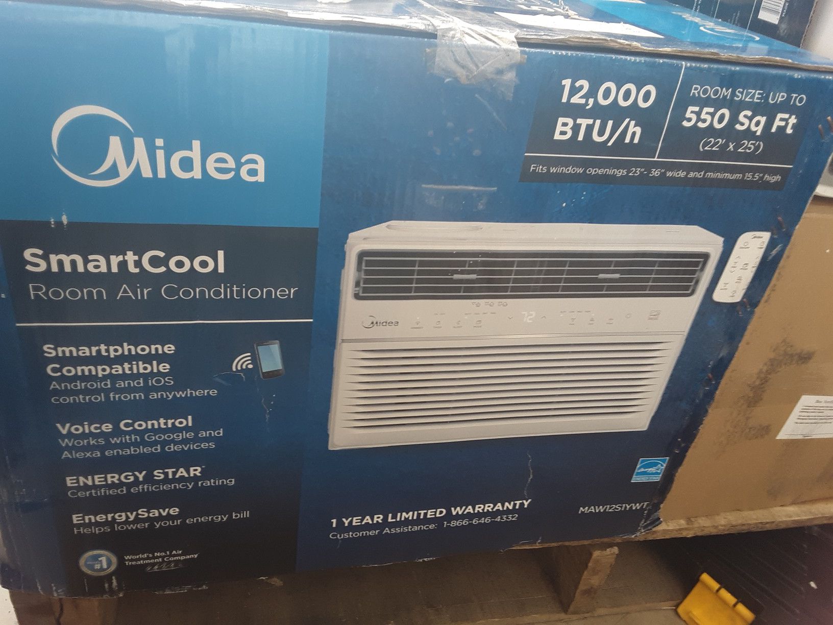 MIDEA MAW12R1BWT Window Air Conditioner 12000 BTU Easycool AC (Cooling, Dehumidifier and Fan Functions