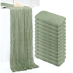 12 Sage Green Cheesecloth Table Runners 