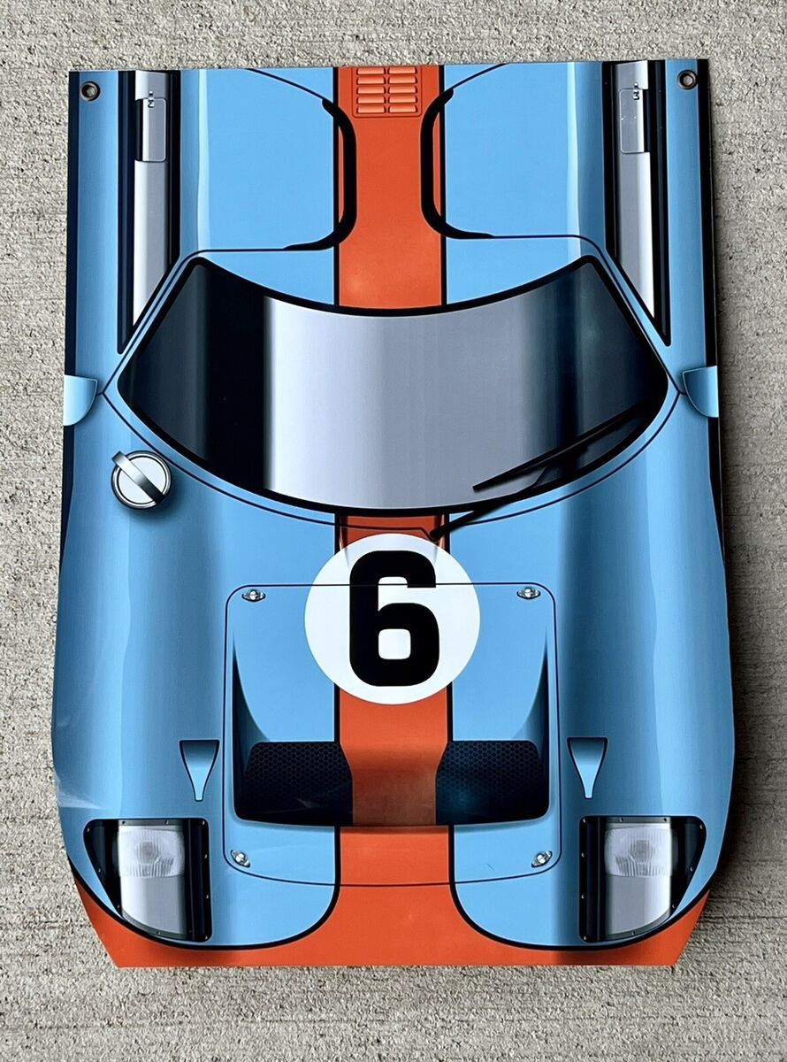 Gulf Ford Gt40 Lemans Racing Metal Sign 18 Inch Curved Sign