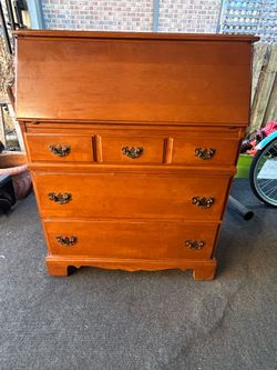Vintage Ethan Allen Heirloom Solid Maple Secretary Desk
