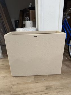 25"Tall Rectangular Outdoor Planter, Heavy‑Duty | Business&Home, Off-White Two drainage holes; heavy, durable design for front doors, patios, foyers, 