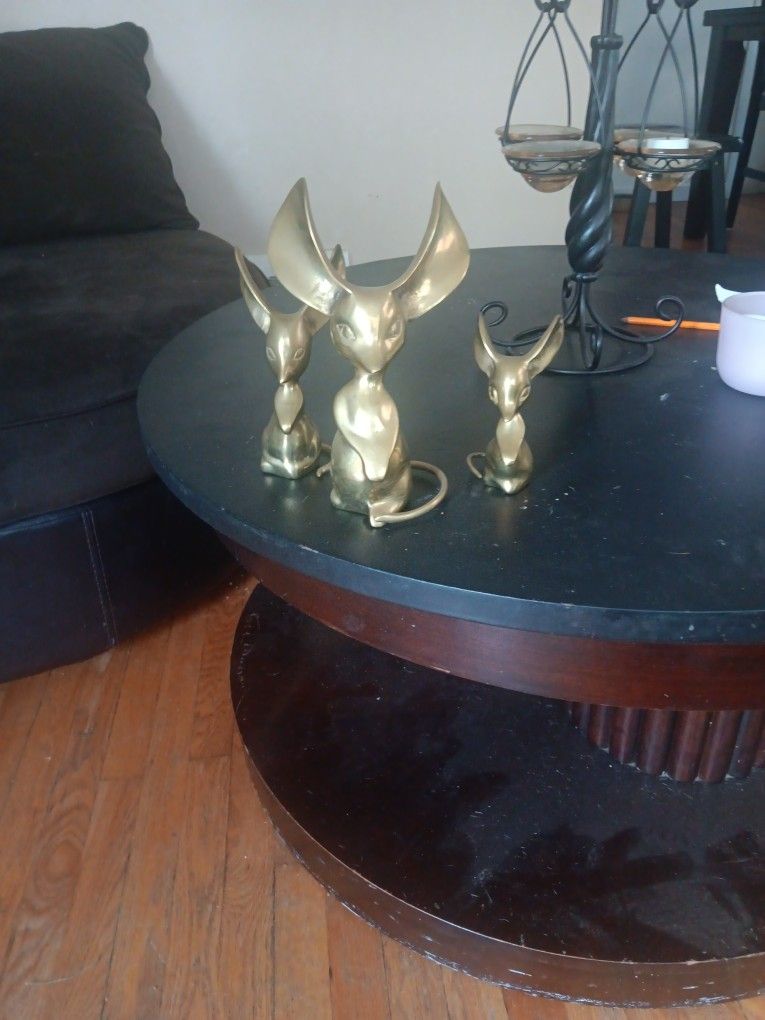 Vintage Heavy Brass Mice Set