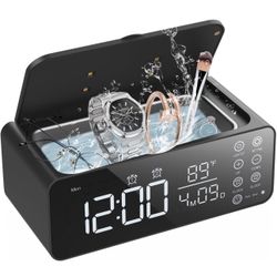 NEW IN BOX 24W/48KHz Ultrasonic Cleaner Machine with 500ml Stainless Steel Tank for Glasses, Rings, Diamonds, Built-in Digital Alarm Clock and Night L