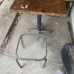 tall wooden table/ small glass table 