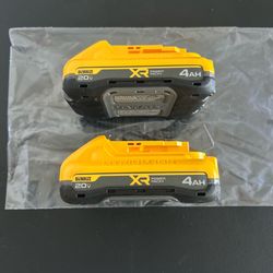 $110 New Dewalt XR 4.0Ah Powerpack Battery Set - 20-Volt (price is for BOTH batteries)