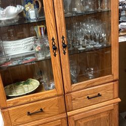 Double 2 Shelf Over 1 Drawer Lighted Cabinet