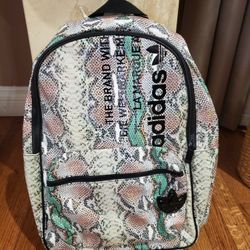 Adidas Backpack Faux Snakeskin Pattern New