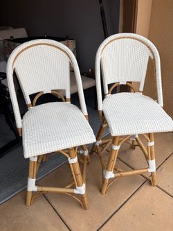 Set of 2 Rattan Wicker Bar Stools