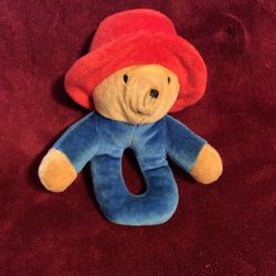 Eden Toys Paddington Bear Ring Rattle Soft Plush Baby Toy Red Hat
