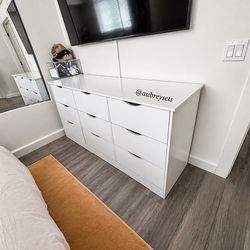 White 9 drawer dresser with spacious drawers
