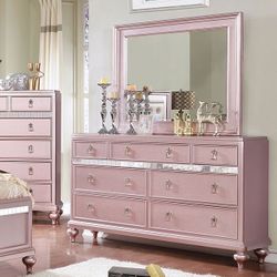 Rose Gold Dresser w/Mirror