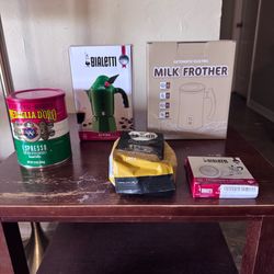 Coffee shop at Home with Bialetti Mokapot, Automatic Milk Frother, espresso and replacement filter