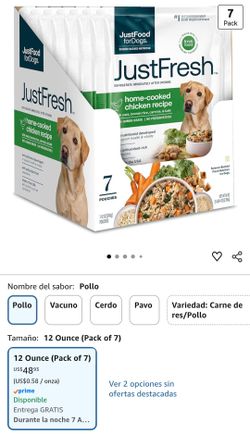 Fresh wet dog food, preservative-free pet meals and toppers, resealable package, human-grade, home-cooked chicken, 12 oz – 7-Pack