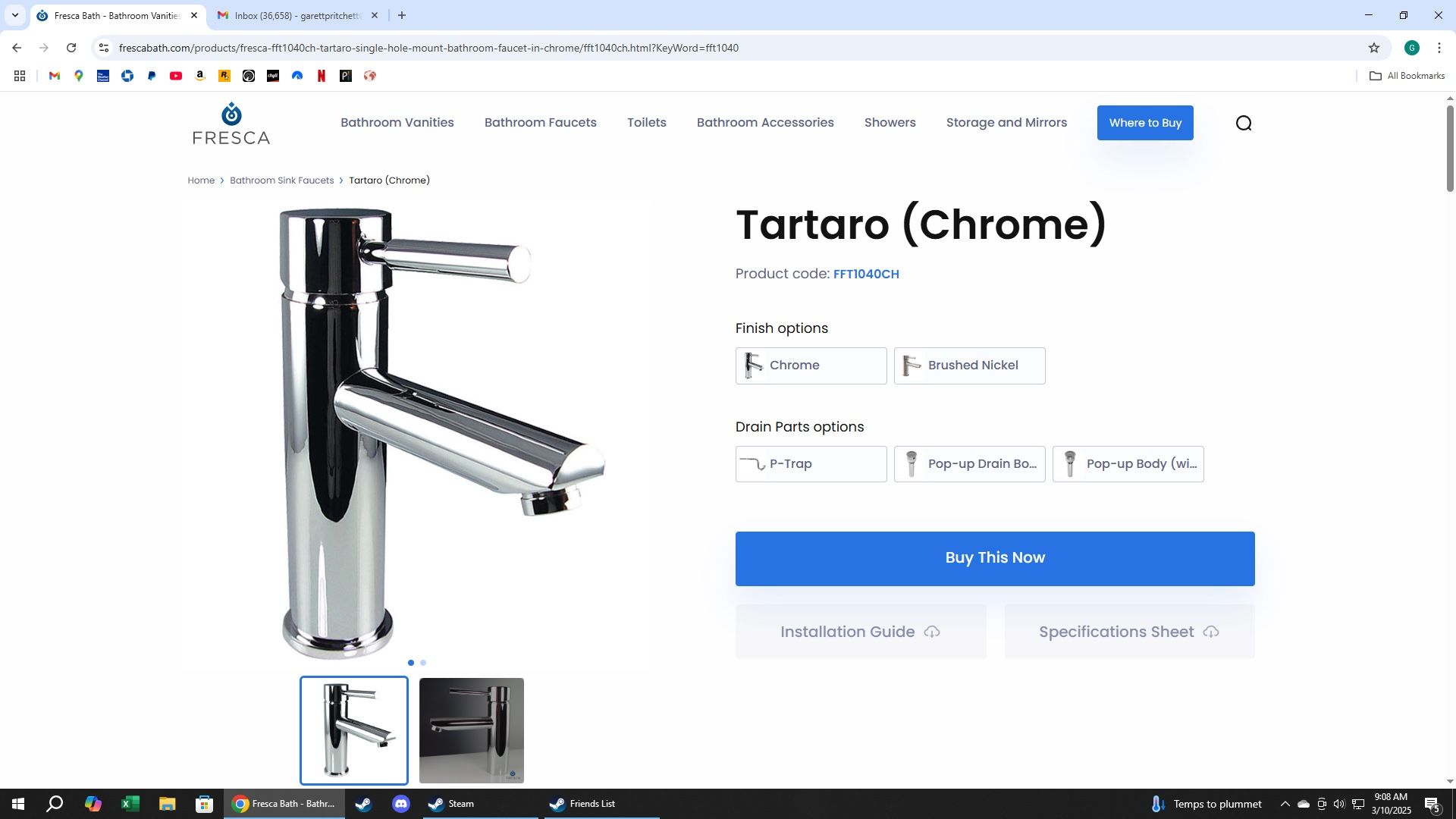 Bathroom Faucet. Single Hole Chrome