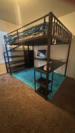 Queen Loft Bed w USB Charging Station