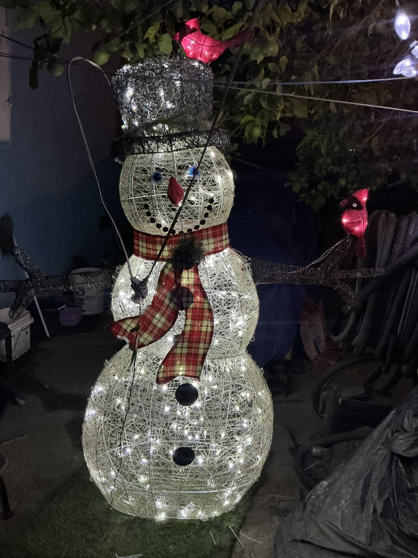 Christmas Snowman with Cardinals Decoration