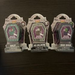 3 NBC Coffin Funko Pocket Pops Sally Jack Oogie Disney Nightmare Christmas Movie