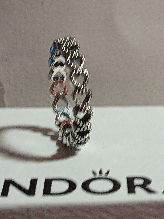 Pandora Authentic Brand New Sparkling Linked Hearts Love Ring Size 7