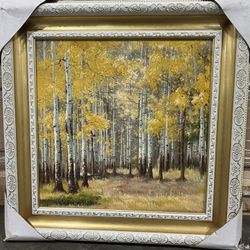 Set of 3 Original Aspen Forest Oil Paintings – Matching Framed Wall Art