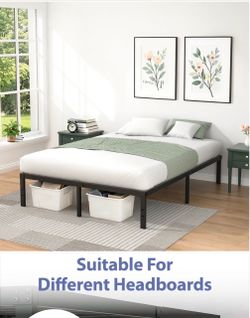 Black Metal Platform King Bed Frame