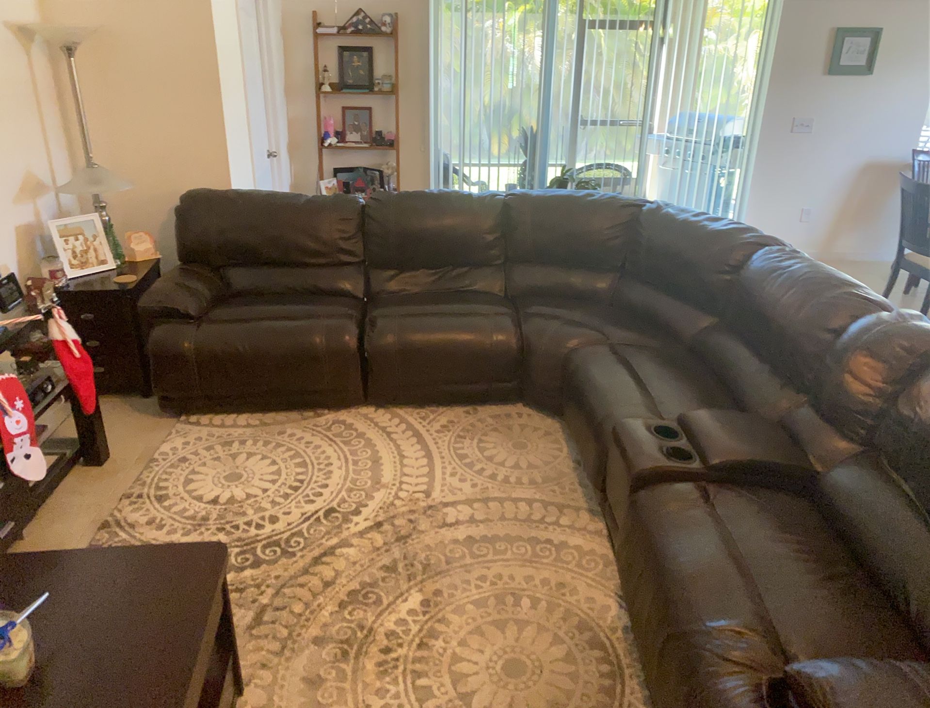 American Signature St. Malo Brown Leather Sectional With Reclining Seats