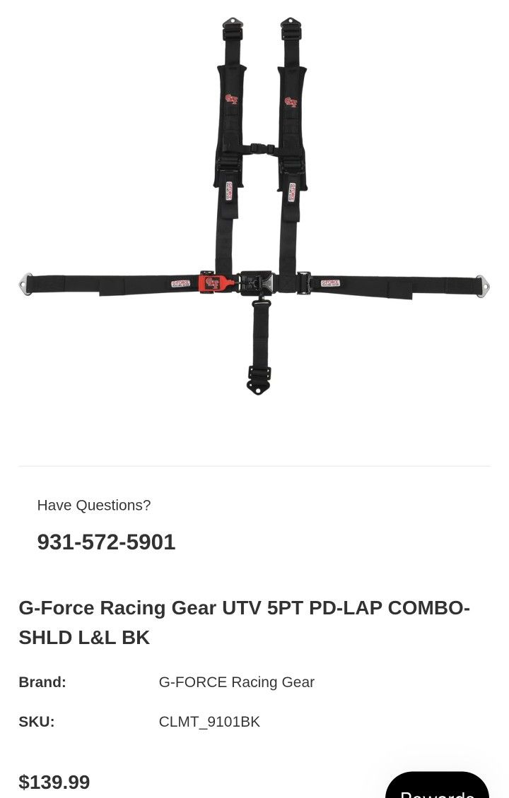 G-Force 5 Pt Point Harness For UTV Latch & Link