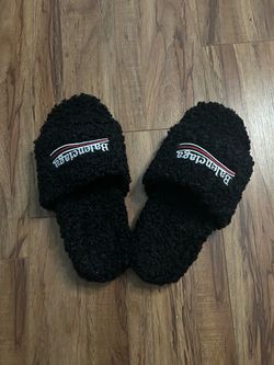 Balenciaga Furry Slide Slippers Black Size:10
