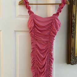 Barbie Pink Ruched Cocktail Dress!