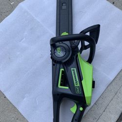 Greenworks PRO 16 in. 60-volt Battery Cordless Chainsaw  (Tool-Only)  It great condition and working like charm  This super power tools saw and heavy 