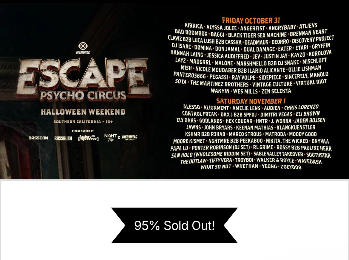 2-day VIP ESCAPE Ticket 