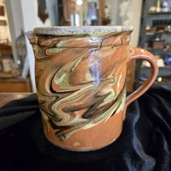 Antique French Jaspe Pottery Pitcher