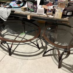glass coffee table and end tables