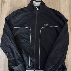 Hugo Boss Track Zippered Jacket Black Sz Large Mens