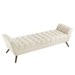 NEW Upholstered Fabric Bench, Beige