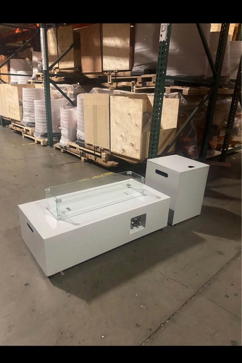 New 42' Outdoor Rectangle Fire Pit Table and Propane Tank Cover 50000 BTU