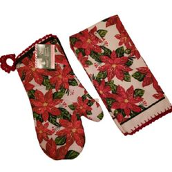 Handmade Crochet Christmas Towel&Oven Mitt Set