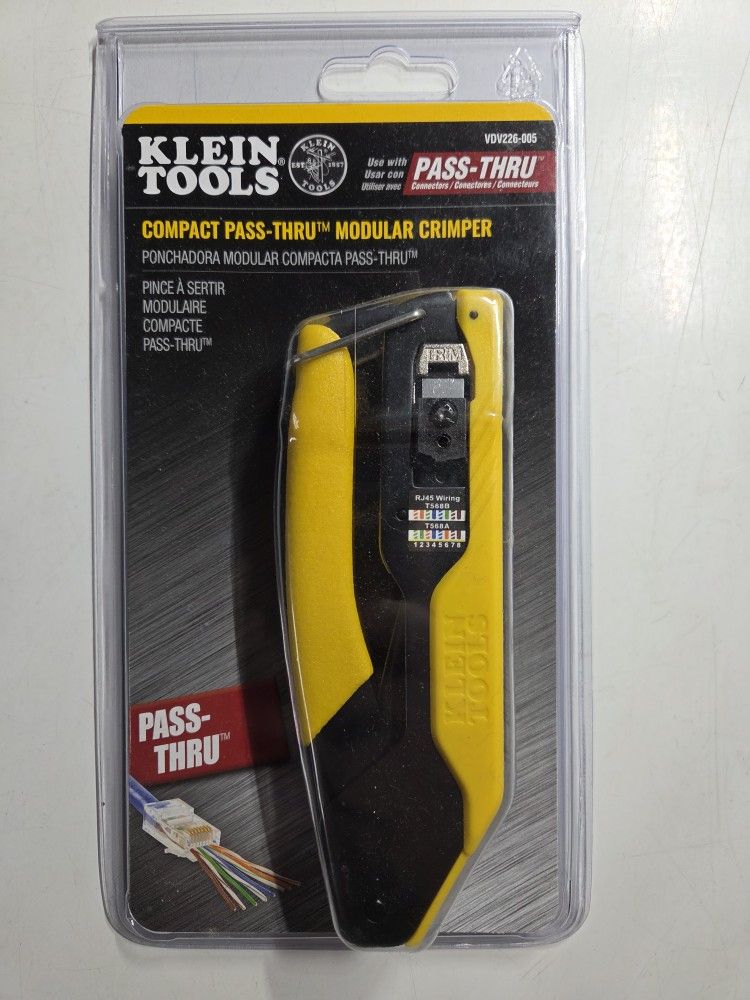 Klein Tools VDV226-005 Compact Pass-Thru Crimper, Modular Crimper for RJ45