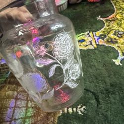 Elegant Frosted Floral Vintage Glass Pitcher