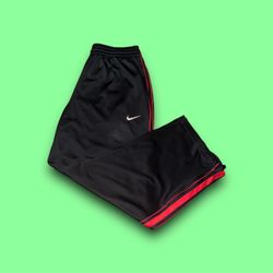 Vintage Nike basketball striped wide leg track pants black & red men’s large 