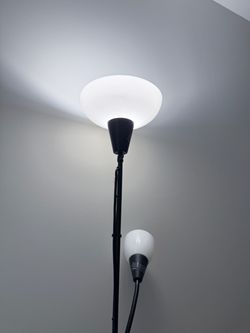 Black Torchiere Floor Lamp with Reading Light