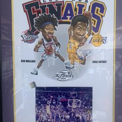 Vintage 2004 Lakers vs Pistons NBA Finals Custom Framed Photo