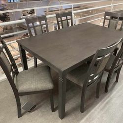 Brand New 7pc. Grey Dining Table Set 