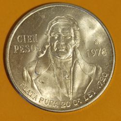 1978 Mexico Cien Pesos Silver Coin 