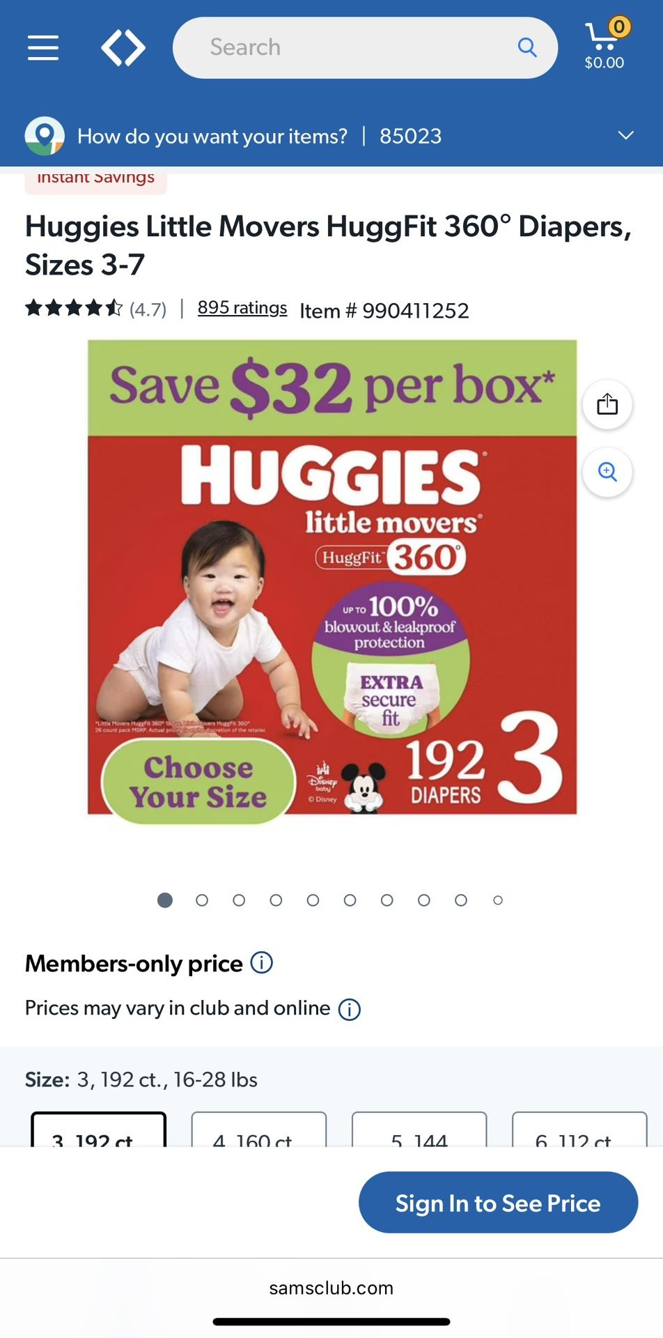Diapers Huggies 3. 192 Ct 