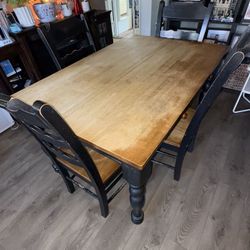 Solid Wood Dining/Kitchen Table with Extender & 4 Chairs