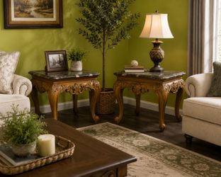 Marble top accent tables (2)