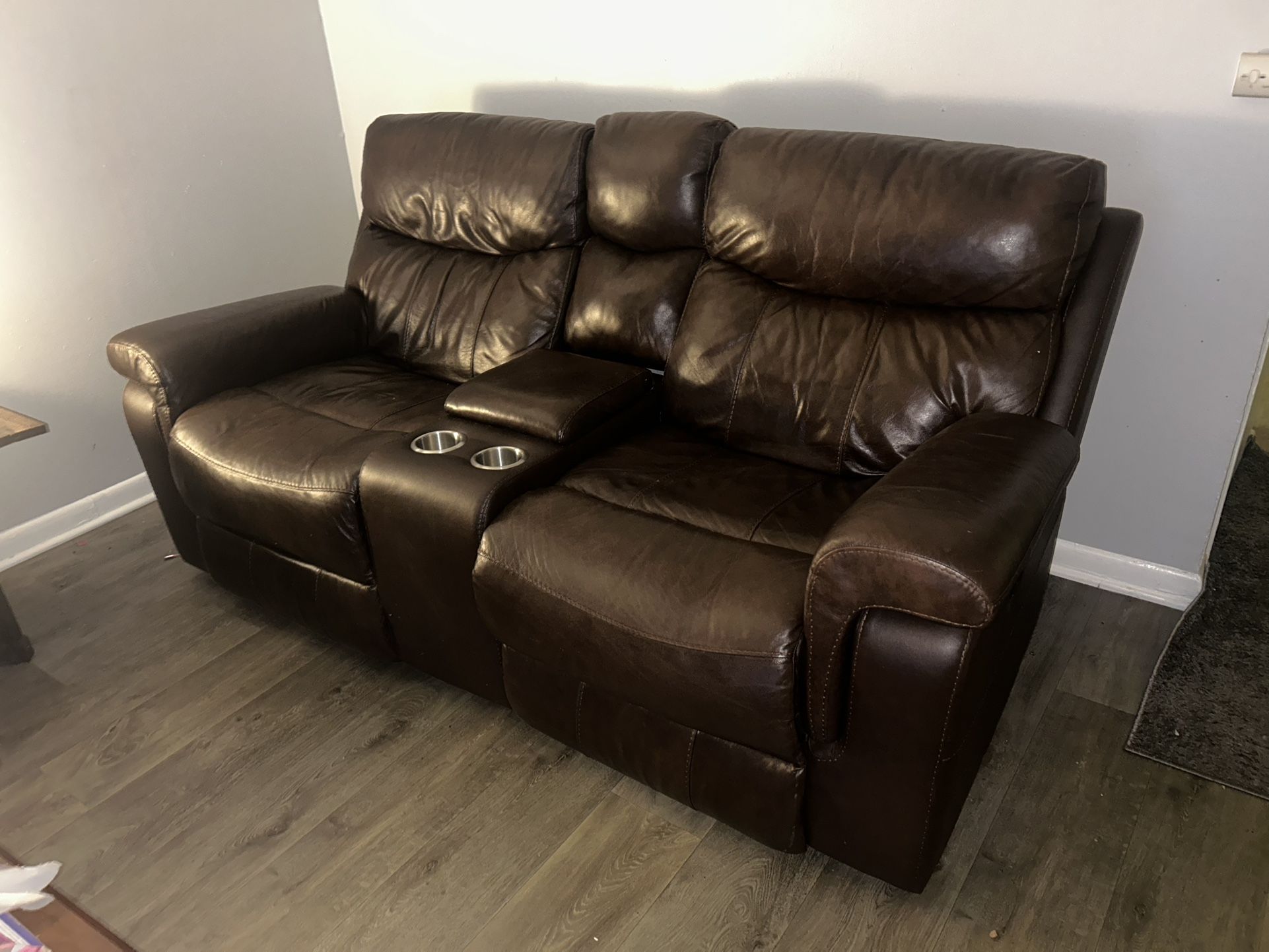 Broyhill Recliner & Hickory White Sofa