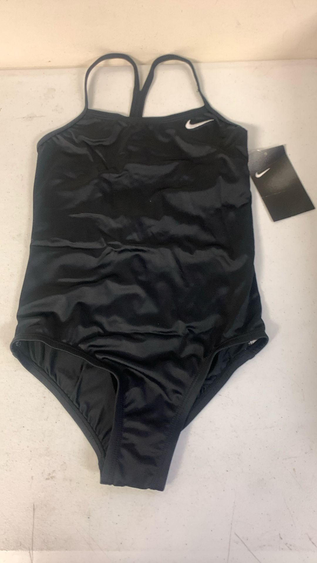 Nike Girls Raceback One Piece Swimsuit. Sz S. Black. Ez